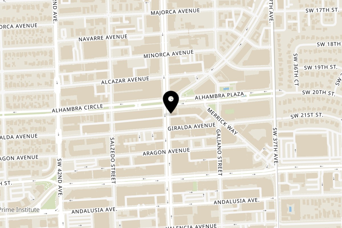 Map showing the location of Hermanos Cantina Grill on 2209 Ponce de Leon in Coral Gables